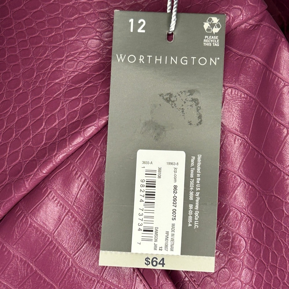 Worthington Faux Croc Asymmetrical Skirt in Deep Magenta - Picture 9 of 13